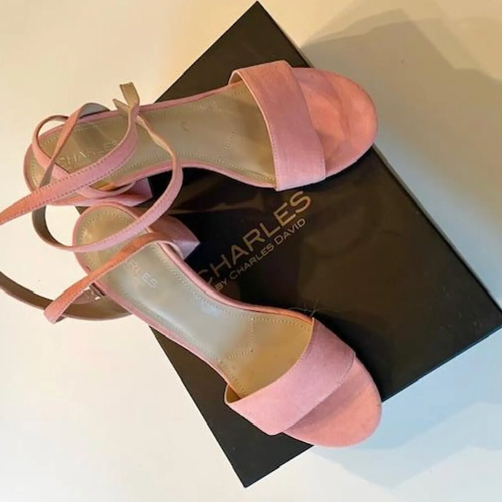 Pink Sandal Charles David Sandal Pink Block Heel  Ankle Strap Sandal Size 9